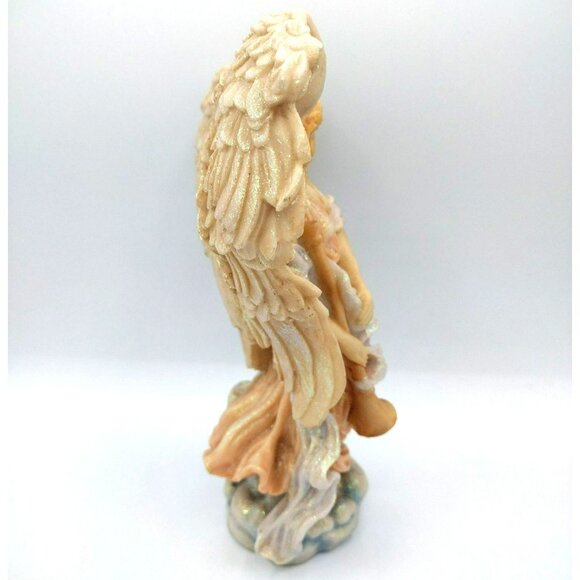 Vintage Glitter Angel Carlton Cards 9.5" Instrument Seraphine On Cloud - Picture 11 of 13